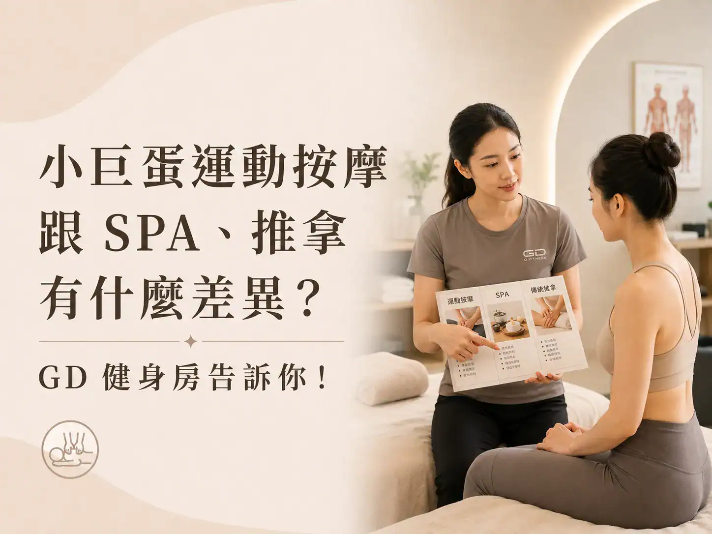 巨蛋運動按摩跟 SPA 、推拿有什麼差異？GD 健身房告訴你！